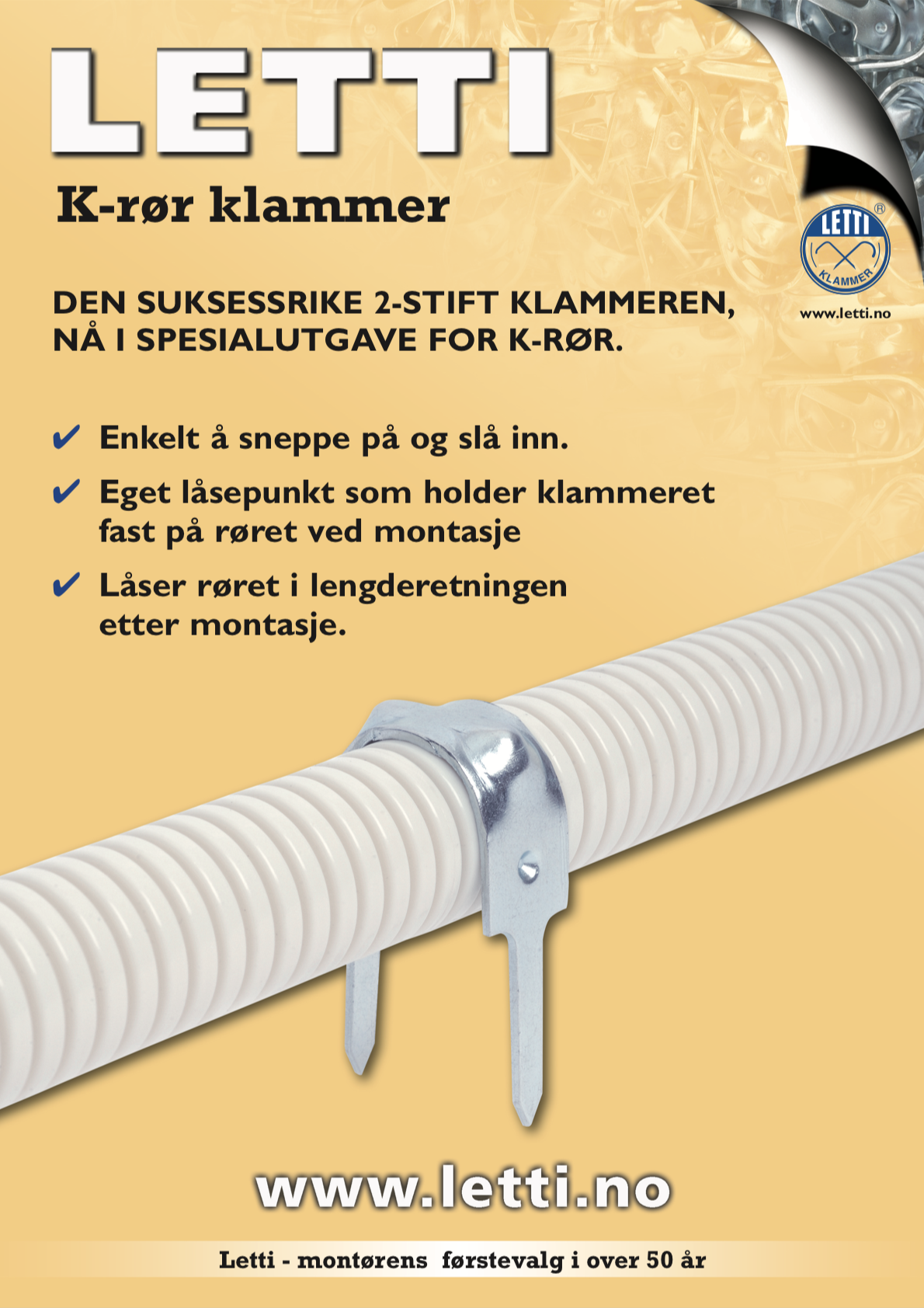 Plakat om letti k-rørklammer
